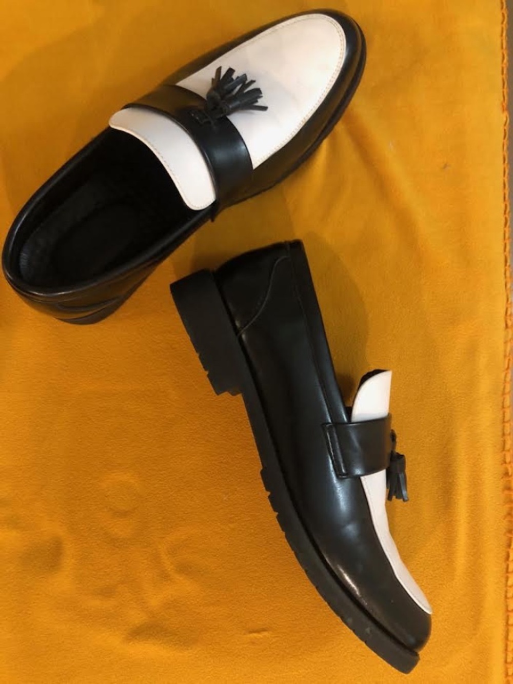 2-Tone Ska Black & White Loafers W Tassels